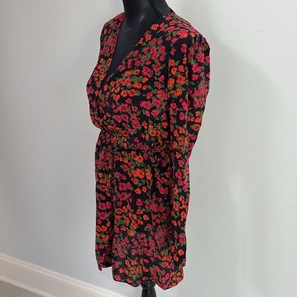 The Kooples Red Silk Crossover Mini Dress Camellia Rose Print 1 Small Womens - Picture 2 of 8